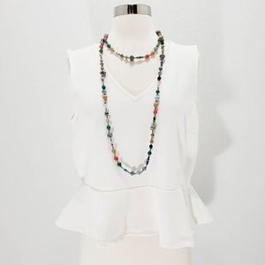 J. Crew Sleeveless Top White Velvet Peplum Large